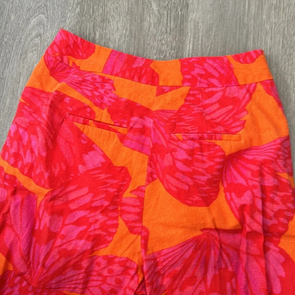 Scoop Linen High Waist Wide Leg Butterfly Colorful Pleated Pants Size Small - Picture 7 of 8